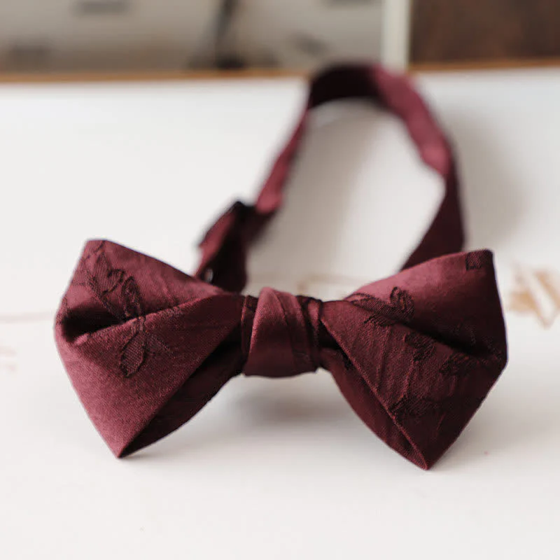 Men's Vintage Dark Red Series Floral Bow Tie - Image 7