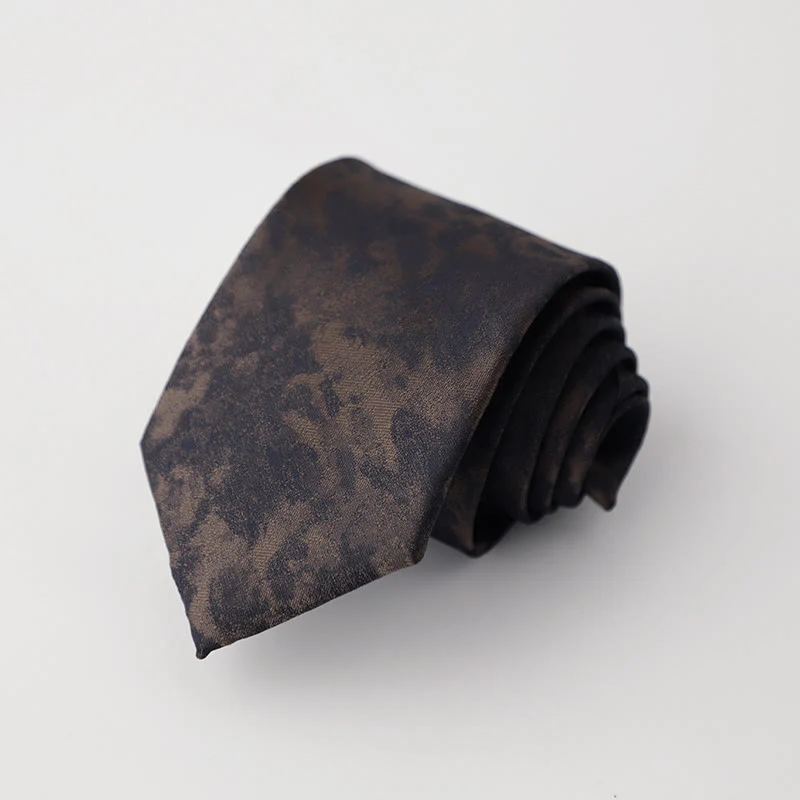 Men's Vintage Dark Tie Dye Floral Pattern Necktie - Image 2