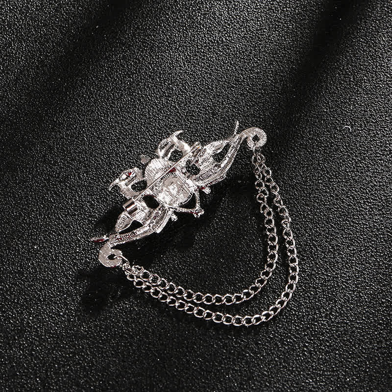 Men's Vintage Dragon Crystal Tassel Brooch - Image 3