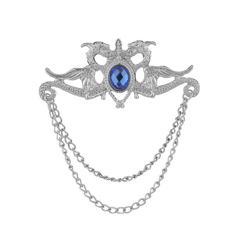 Men's Vintage Dragon Crystal Tassel Brooch - Image 4