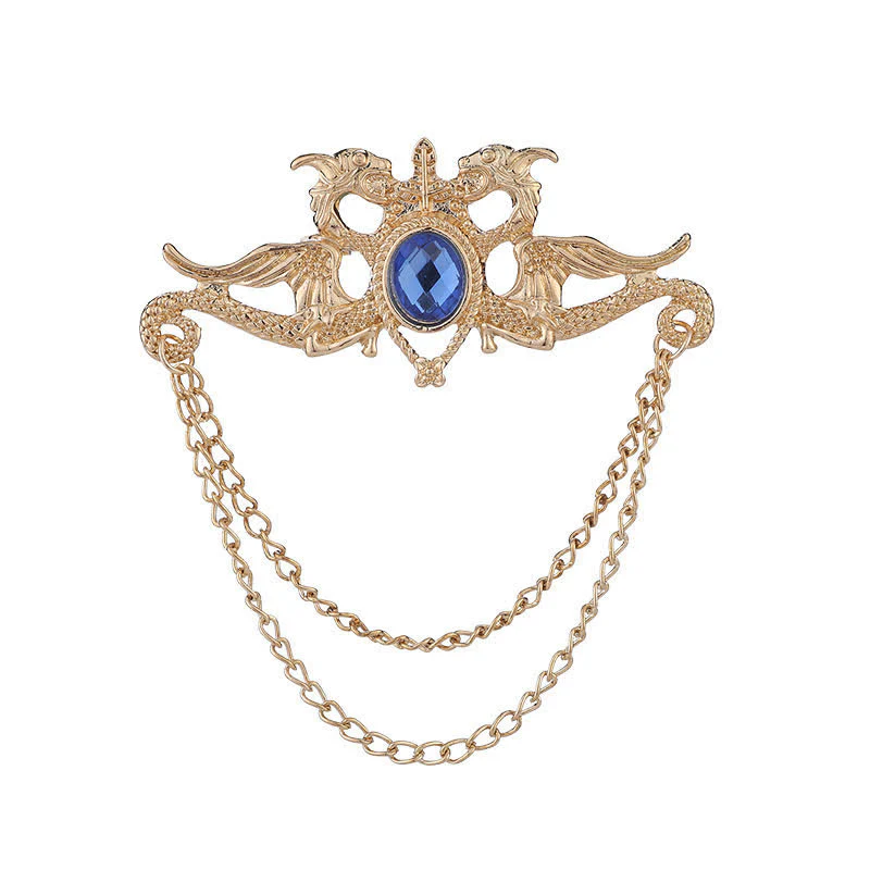 Men's Vintage Dragon Crystal Tassel Brooch - Image 6