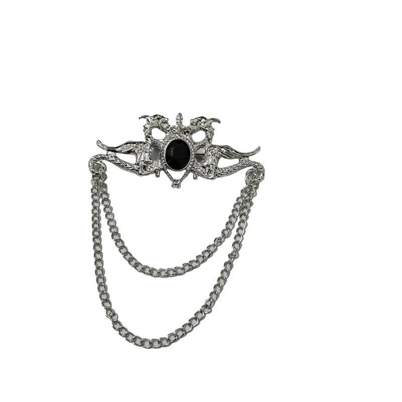 Men's Vintage Dragon Crystal Tassel Brooch - Image 7