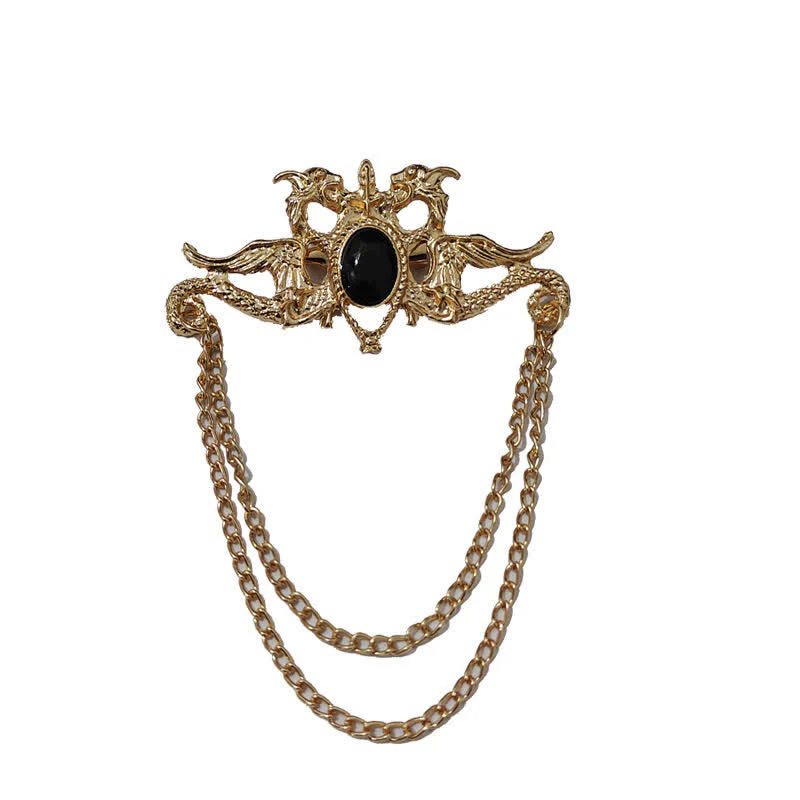 Men's Vintage Dragon Crystal Tassel Brooch - Image 8