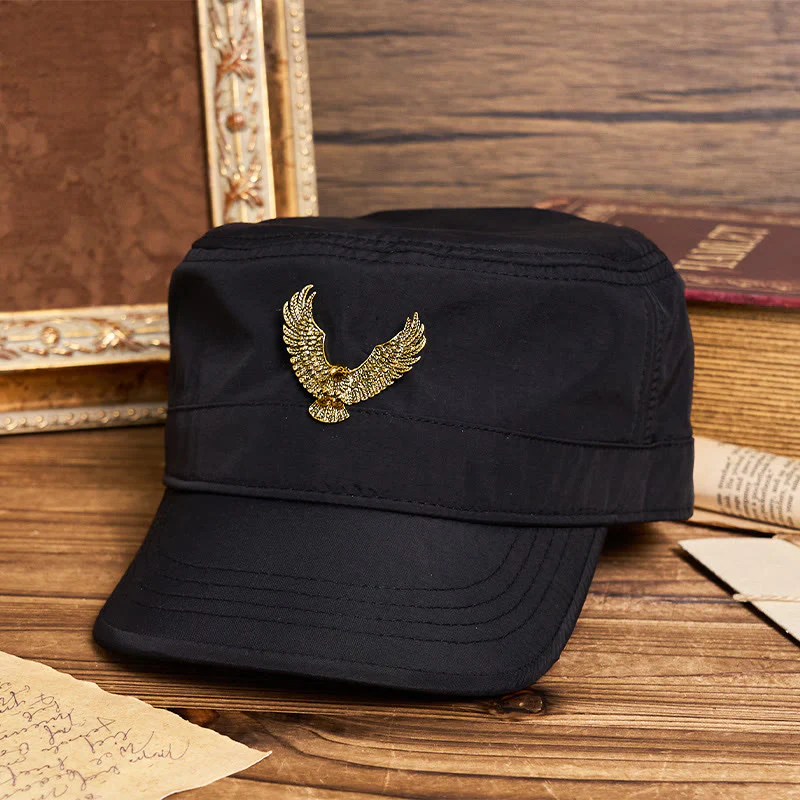 Men's Vintage Eagle-patch Flat-top Beret Hat - Image 2