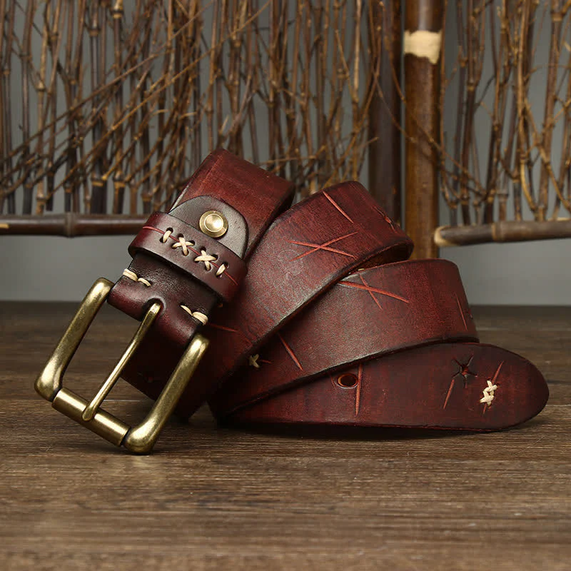 Men's Vintage Fancy Carving Leather Belt - Image 10