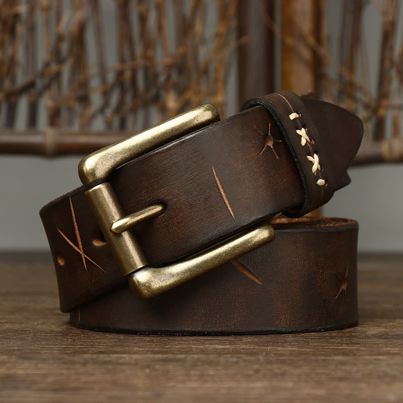 Men's Vintage Fancy Carving Leather Belt - Image 5