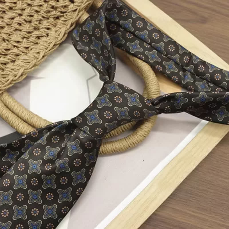 Men's Vintage Floral Printed Casual Wide Necktie - Image 6