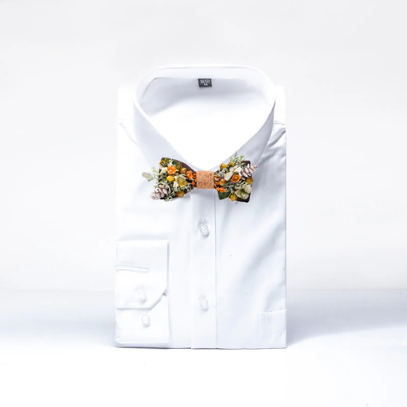 Men's Vintage Forest Bouquet Wooden Bow Tie - Image 2