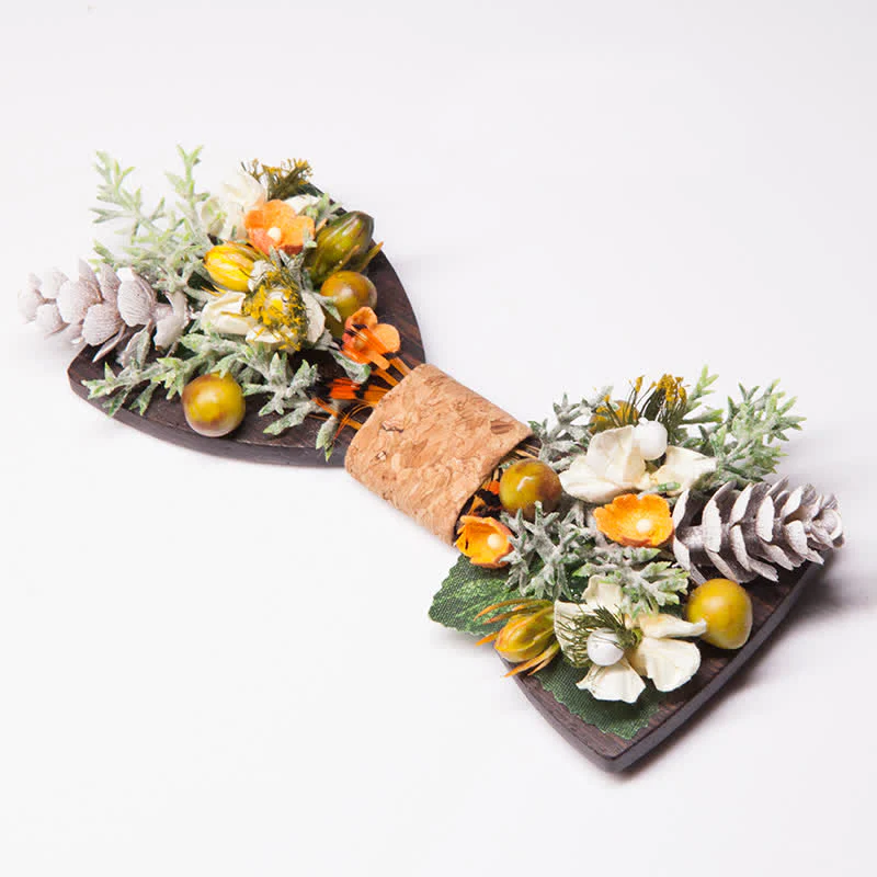 Men's Vintage Forest Bouquet Wooden Bow Tie - Image 3