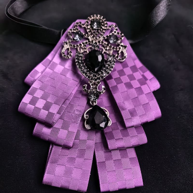 Men's Vintage Gem Layered Ribbon Chest Ornament Bow Tie - Image 5