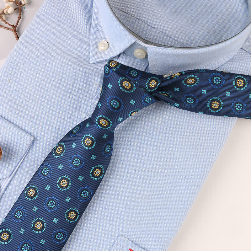 Men's Vintage Geometric Floral Motifs Necktie - Image 11