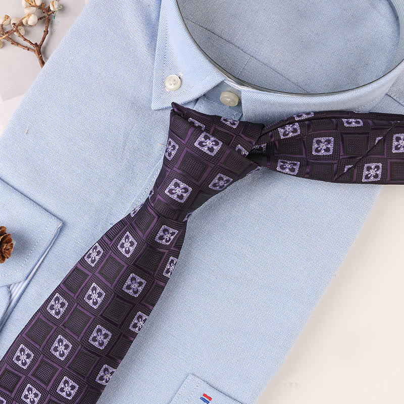 Men's Vintage Geometric Floral Motifs Necktie - Image 12