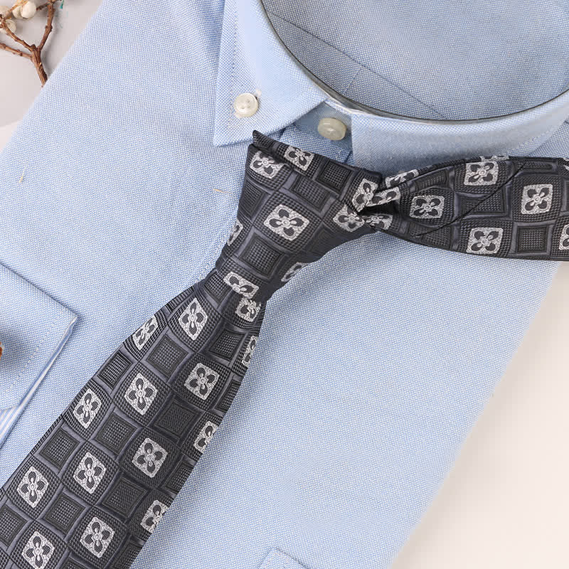 Men's Vintage Geometric Floral Motifs Necktie - Image 13