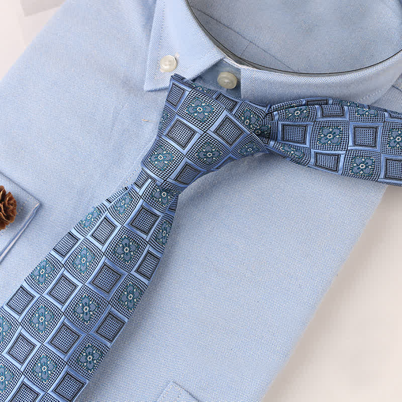 Men's Vintage Geometric Floral Motifs Necktie - Image 14