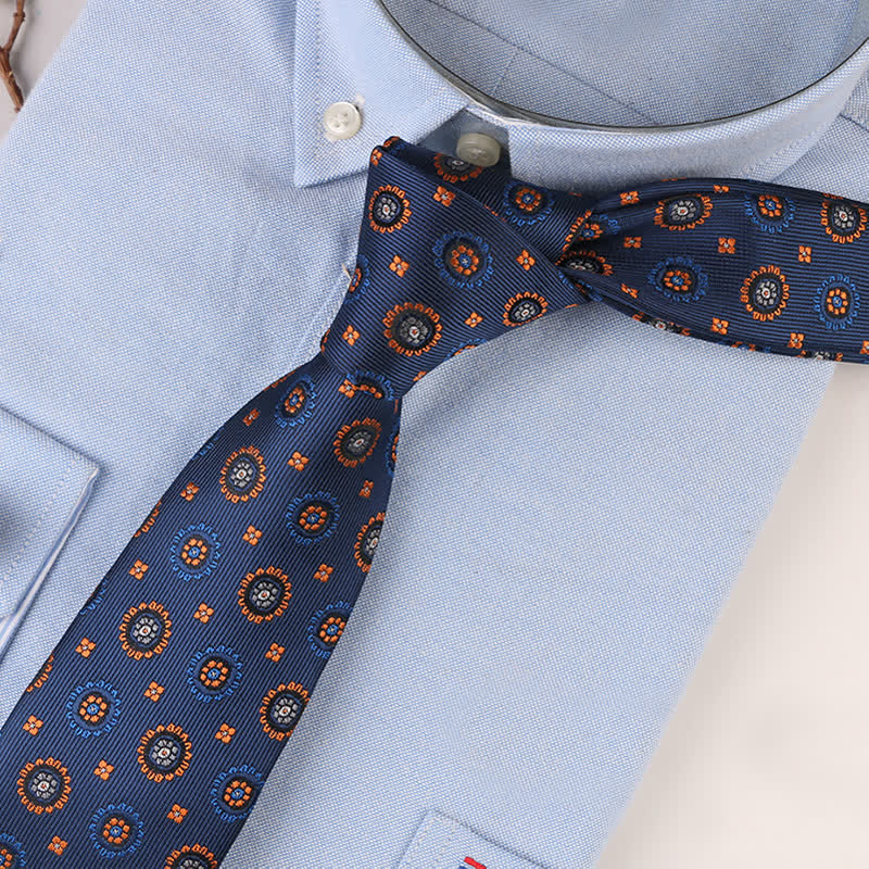 Men's Vintage Geometric Floral Motifs Necktie - Image 2