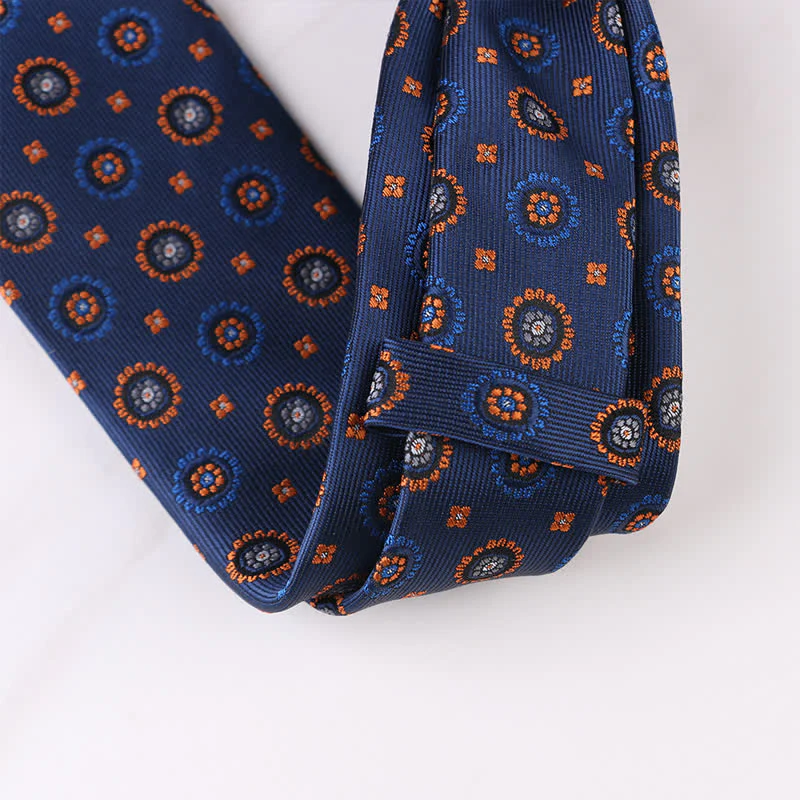 Men's Vintage Geometric Floral Motifs Necktie - Image 4
