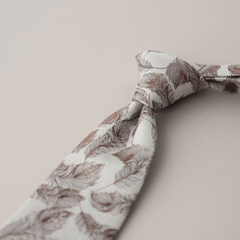 Men's Vintage Jacquard Fluttering Feathers Necktie - Image 6