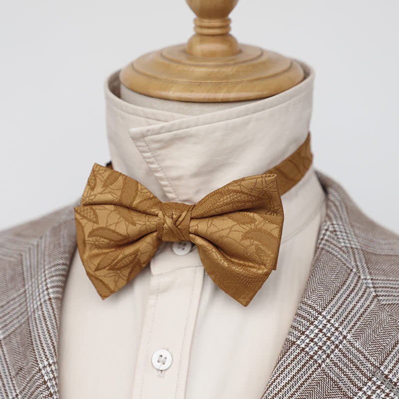 Men's Vintage Novelty Leaves Pattern Bow Tie - Image 2