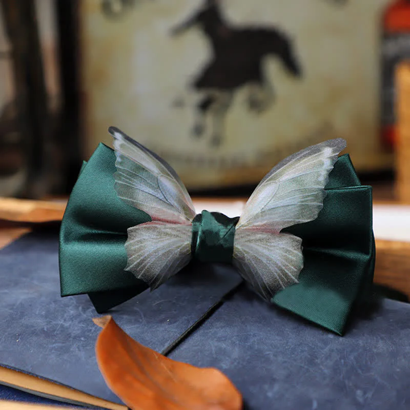 Men's Vintage Organza Butterfly Bow Tie Pocket Square Set - Image 20