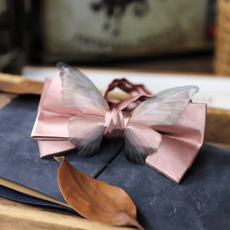 Men's Vintage Organza Butterfly Bow Tie Pocket Square Set - Image 22