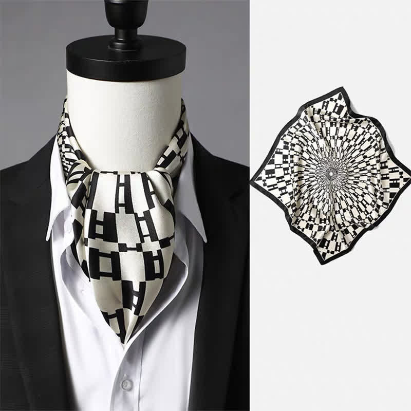 Men's Vintage Paisley Geomatric Pattern Square Scarf - Image 4