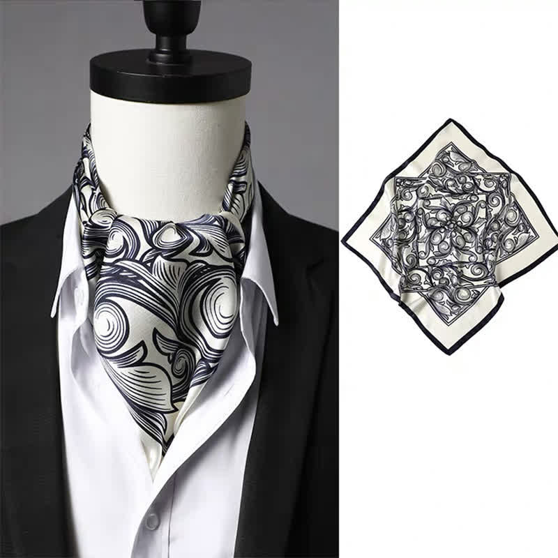 Men's Vintage Paisley Geomatric Pattern Square Scarf - Image 7