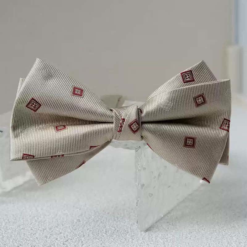 Men's Vintage Printed Double Layered Handkerchief Bow Tie - Image 10