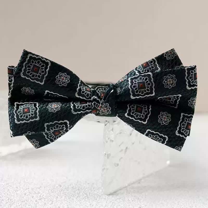Men's Vintage Printed Double Layered Handkerchief Bow Tie - Image 14