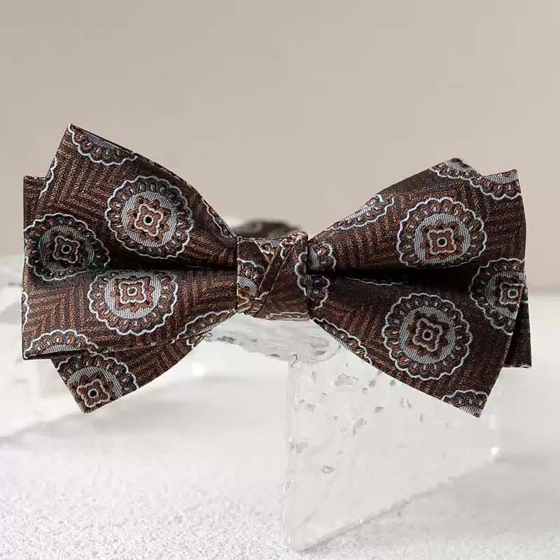 Men's Vintage Printed Double Layered Handkerchief Bow Tie - Image 18