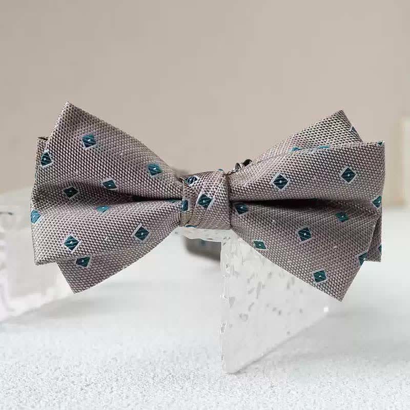 Men's Vintage Printed Double Layered Handkerchief Bow Tie - Image 20