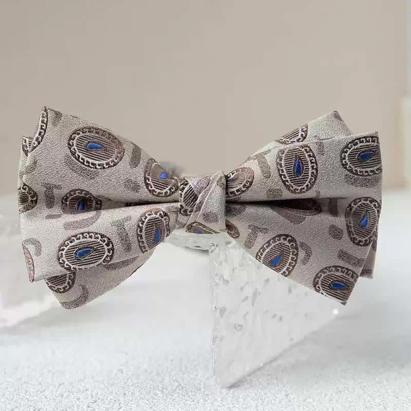 Men's Vintage Printed Double Layered Handkerchief Bow Tie - Image 22