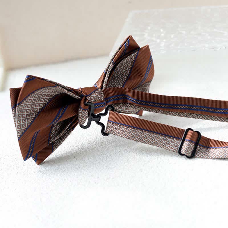Men's Vintage Printed Double Layered Handkerchief Bow Tie - Image 8