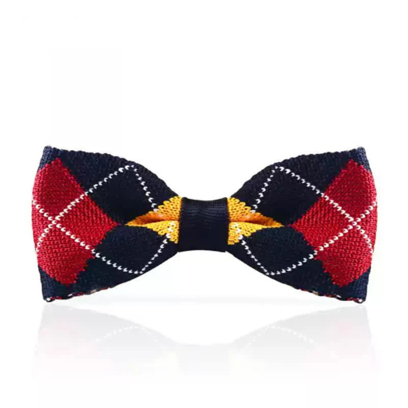 Men's Vintage Scottish Plaid Knitted Bow Tie - Image 2