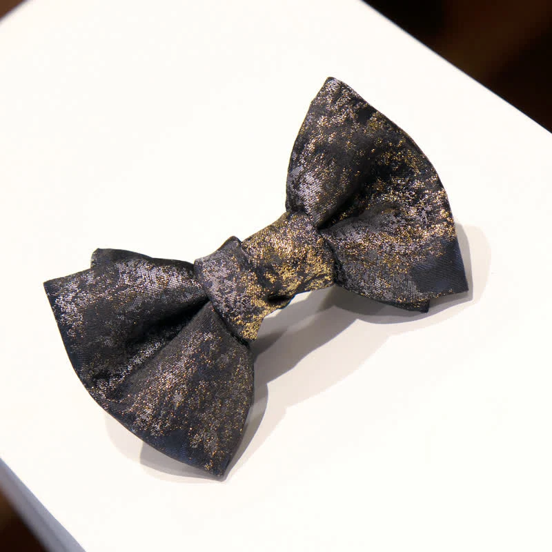 Men's Vintage Shiny Light Golden Threads Bow Tie - Image 2