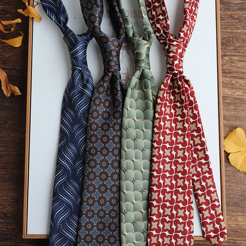 Men's Vintage Street Style Geometric Motif Necktie - Image 2