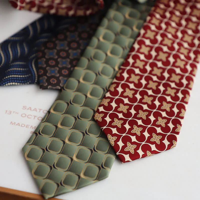 Men's Vintage Street Style Geometric Motif Necktie - Image 6