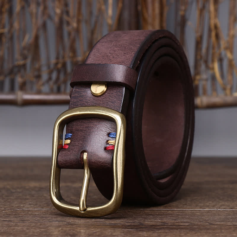 Men's Vintage Thicken Pure Cowhide Leather Belt - Image 8