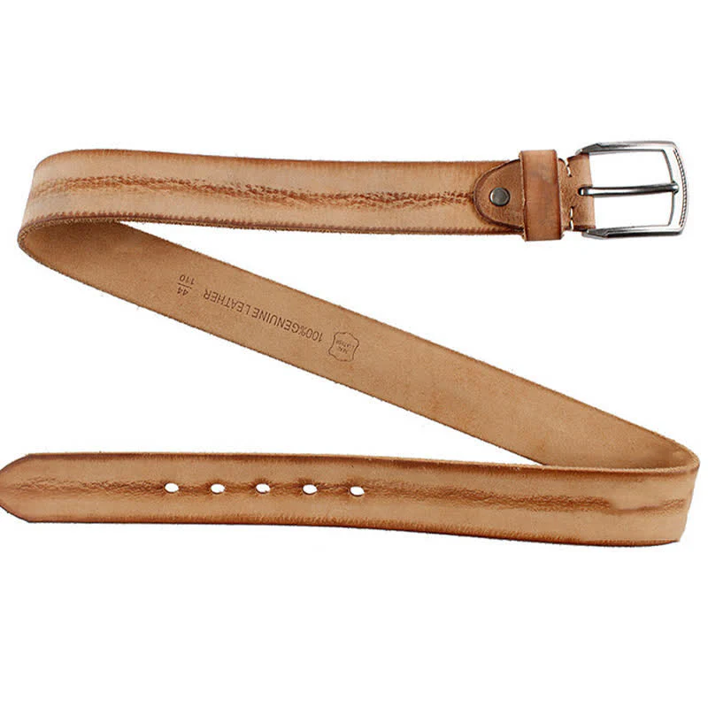 Men's Vintage Top Layer Cowhide Washed Leather Belt - Image 12