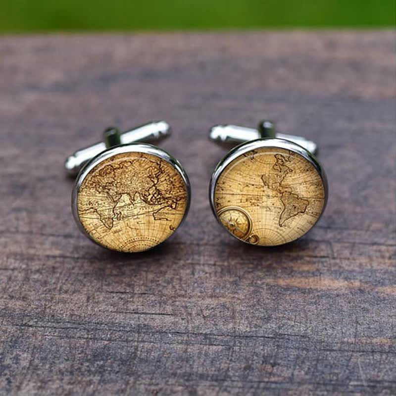 Men's Vintage World City Map Cufflinks