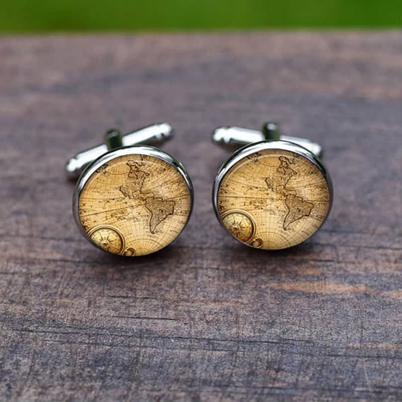Men's Vintage World City Map Cufflinks - Image 4