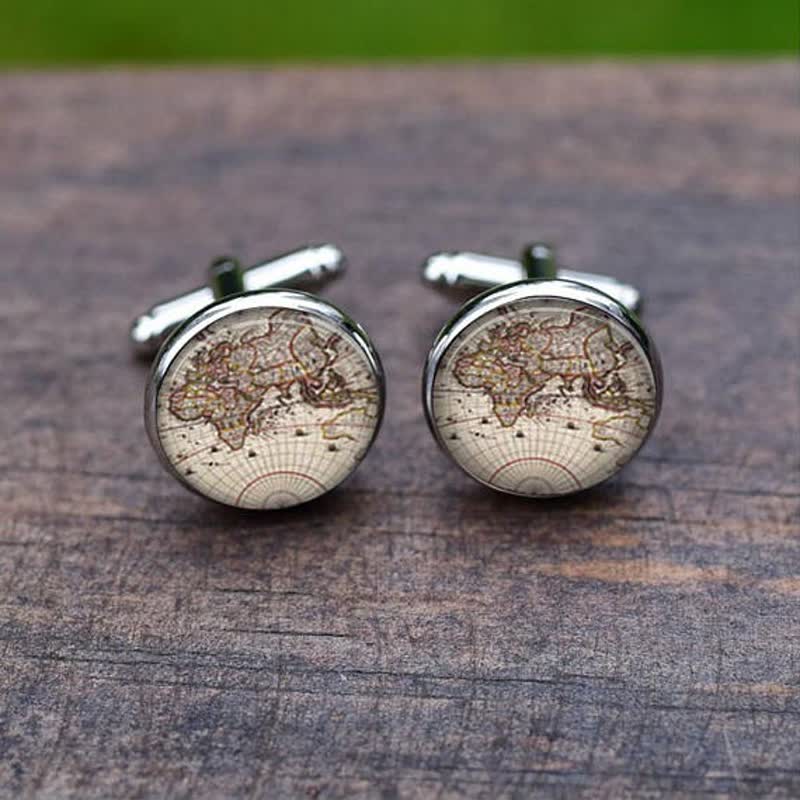Men's Vintage World City Map Cufflinks - Image 5