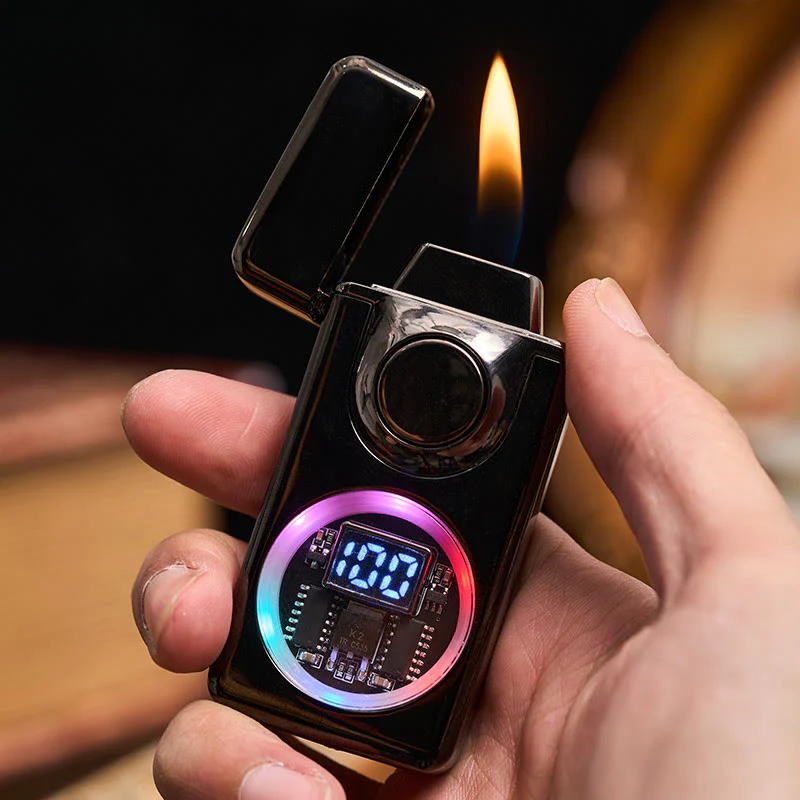 Men's Voice Gravity Sensor Dual Flame LED Display Lighter - Image 2