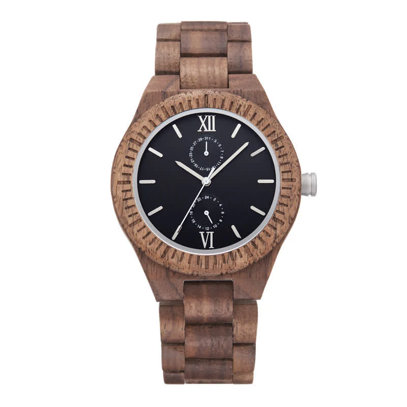 Men's Eco Friendly Wood Two Sub-Dial Wooden Watch - Image 14
