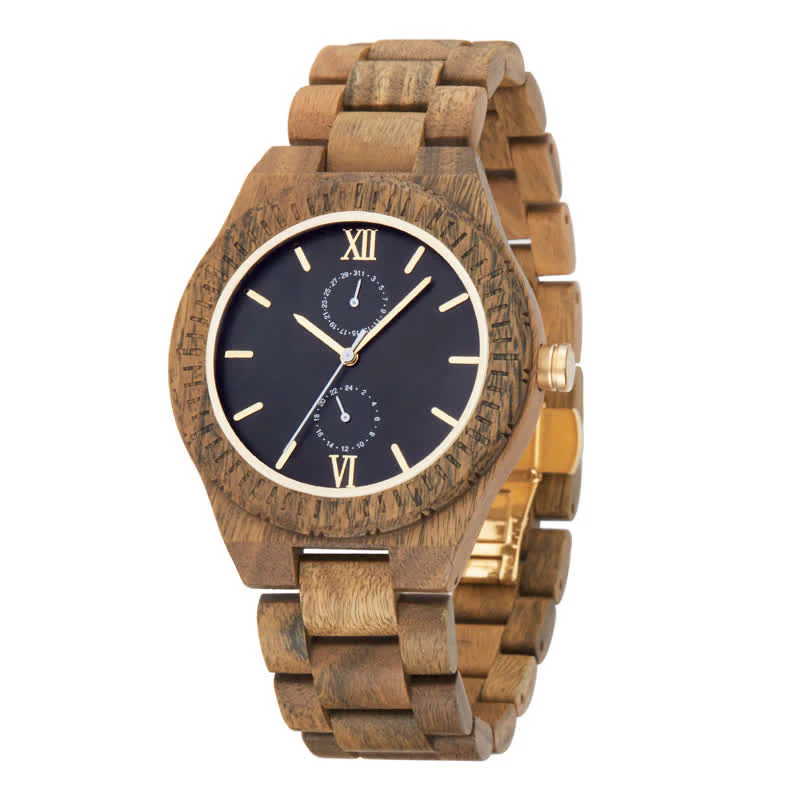 Men's Eco Friendly Wood Two Sub-Dial Wooden Watch - Image 8