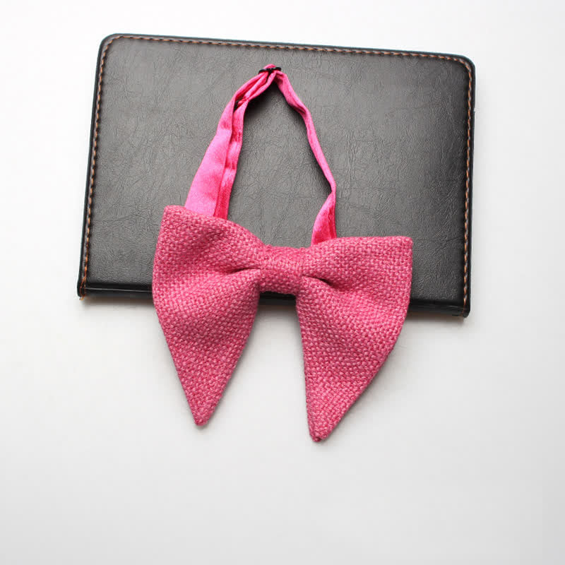 Men's Weave Linen Cotton Oversized Pointed Bow Tie - Image 10