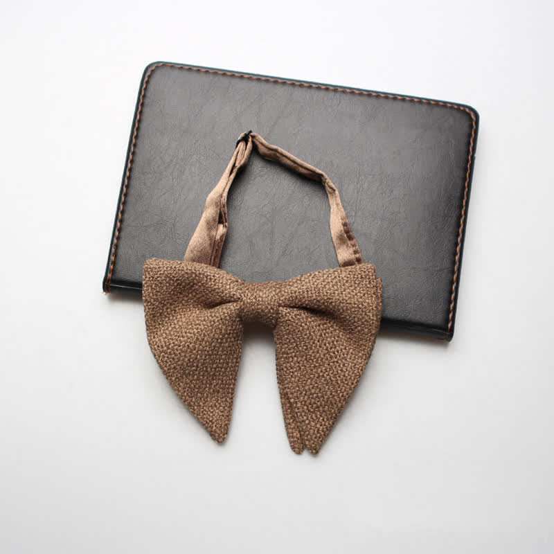 Men's Weave Linen Cotton Oversized Pointed Bow Tie - Image 14