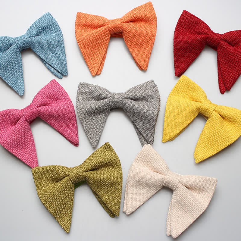 Men's Weave Linen Cotton Oversized Pointed Bow Tie - Image 3