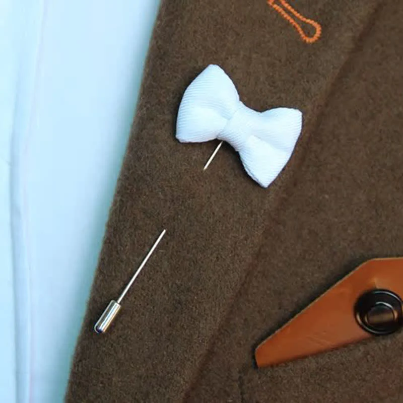 Men's Wedding Boutonniere Bow Tie Shape Cloth Lapel Pin - Image 12