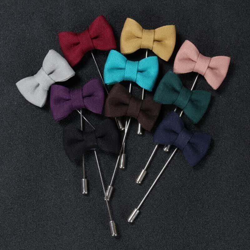 Men's Wedding Boutonniere Bow Tie Shape Cloth Lapel Pin - Image 2