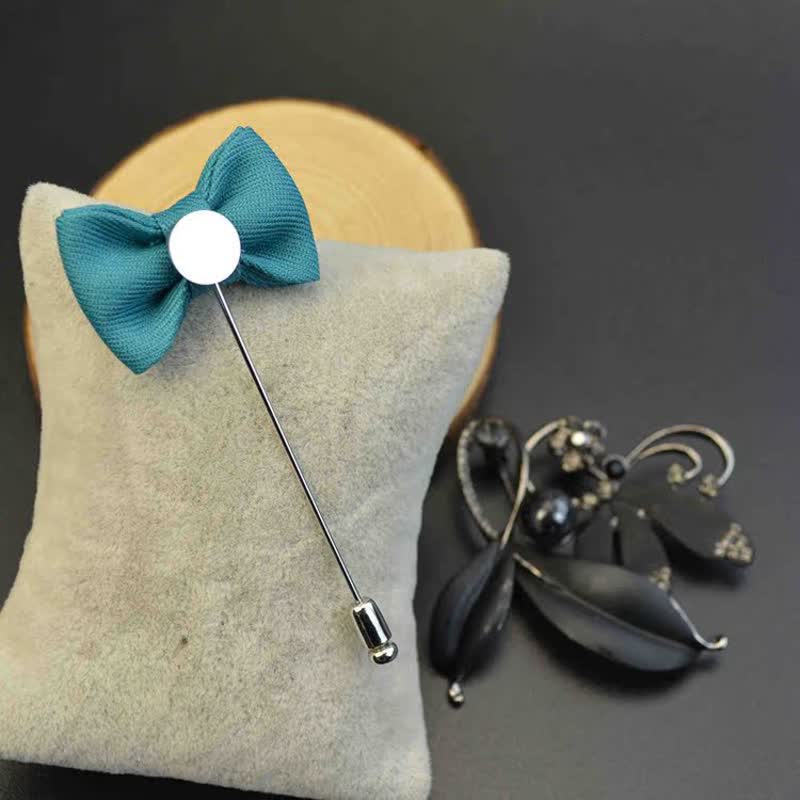 Men's Wedding Boutonniere Bow Tie Shape Cloth Lapel Pin - Image 9